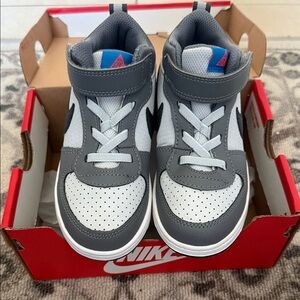 Nike Kids Gray and White High-Top Sneakers
